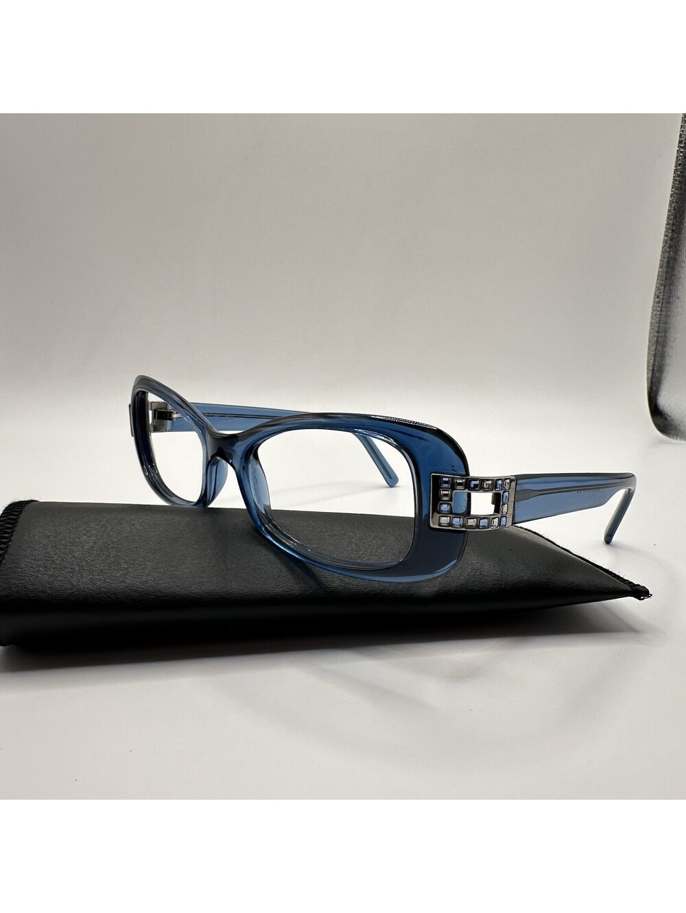 Daniel Swarovski Eyeglasses No Lens S569 60 6052 Blue Crystals